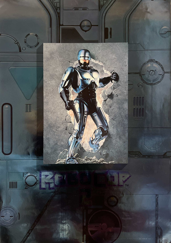 “RoboCop” (ロボコップ), Original Japanese Promotional Poster c. 1988, Very Rare Metallic Design, B2 Size (51.5 × 72.8 cm) — T244