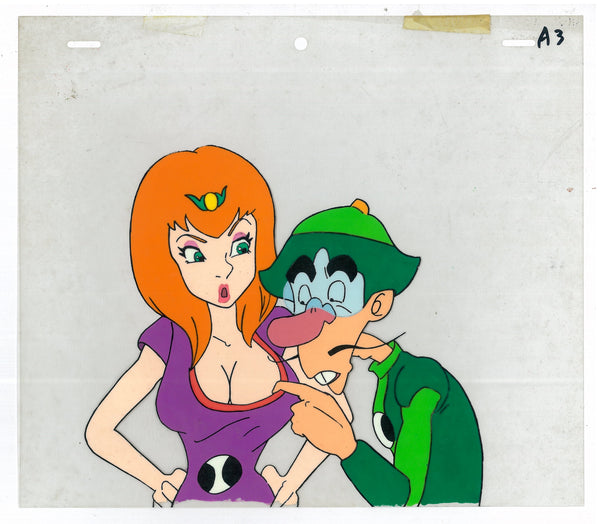 “Time Bokan Series: Itadakiman” (タイムボカンシリーズ イタダキマン), Seven Original Hand-Painted Production Cel-ga (“セル画”) Group, including Itadakiman / Kusaku Magota, Yan-Yan and Dasaineen, Tatsunoko Production / Fuji Television, 1983