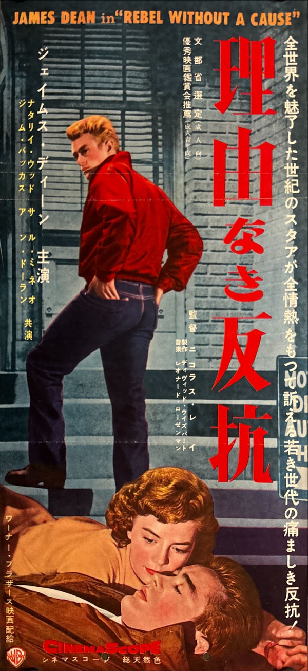 “Rebel Without a Cause” (理由なき反抗), Original Very Rare Japanese Speed Poster / Press-Sheet, Printed in 1955, Size (9.5" × 20" / approx. 25 × 51 cm) K220 A