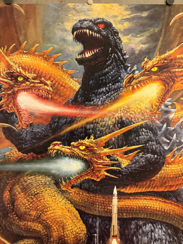 “GODZILLA VS. KING GHIDORAH / ゴジラvsキングギドラ” (1991) – ORIGINAL JAPANESE B1 FIRST-RELEASE THEATRICAL POSTER – NORIYOSHI OHRAI’S MONUMENTAL ILLUSTRATED DESIGN - KA7
