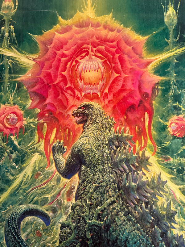 “Godzilla vs Biollante” (ゴジラvsビオランテ), Original Release Japanese Movie Poster 1989, Artwork by Noriyoshi Ohrai (生頼範義), Ultra Rare, B1 Size (c. 73 × 103 cm)