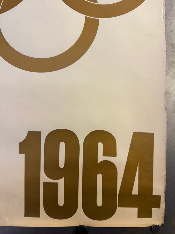 "Olympic Games 1964 Tokyo - The Rising Sun and the Olympic Emblem" Original Release Japanese Promotional Poster 1961, Size (55 x 102cm)