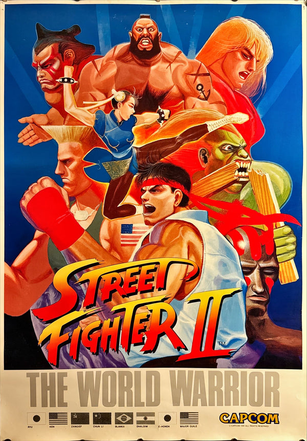 "Street Fighter II: The World Warrior", Original Release Japanese CAPCOM Promotional Poster 1991, Extremely Rare, B1 Size (c.71 × 103 cm)