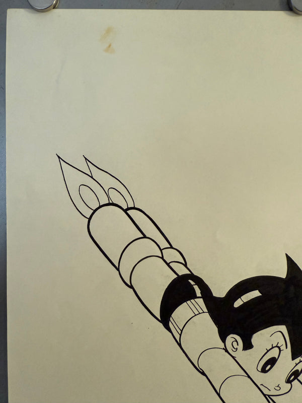 Original Hand‑Drawn Astro Boy Ink Illustration – “Flying Pose” (No.19, c. 1980s–1990s)