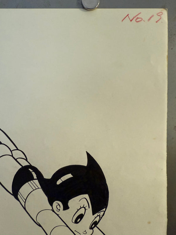 Original Hand‑Drawn Astro Boy Ink Illustration – “Flying Pose” (No.19, c. 1980s–1990s)