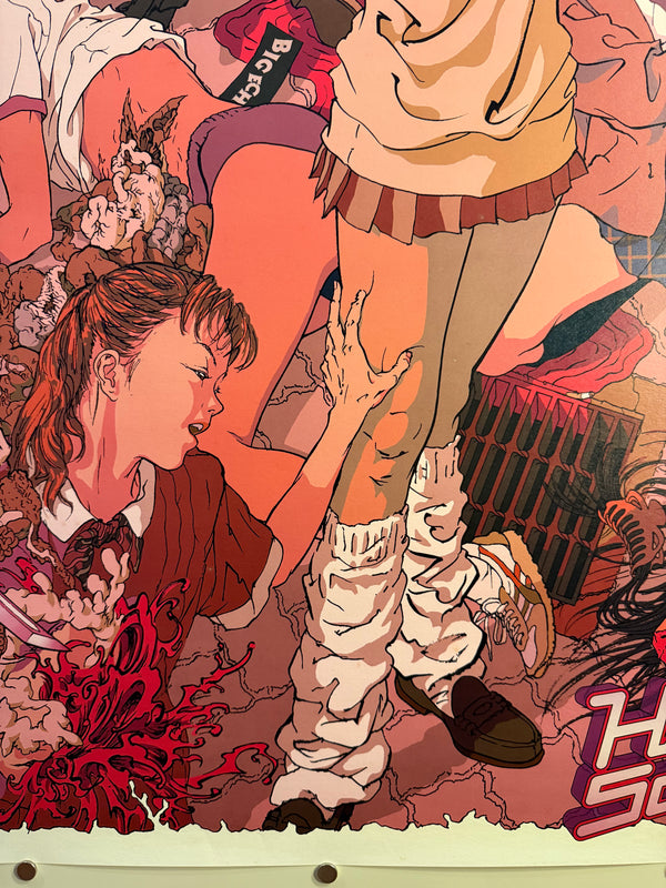 “Harakiri School Girls” (Rare Pink Variant), Original Japanese Makoto Aida Exhibition Poster 1999, B1 Size (73 × 103 cm) - Gallery