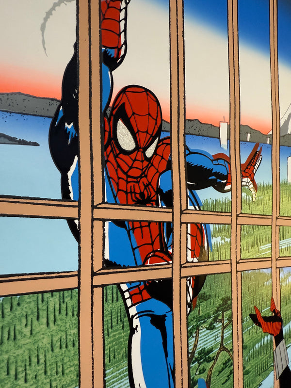 "TADANORI YOKOO × MARVEL – WE ARE MARVEL FAN CLUB EXHIBITION (Spider-Man / Spider-Girl)", Japanese Contemporary Art Poster, Original Silk Screen 2003, Ultra Rare, Museum-Framed, B1 Poster Size (c.102.9 × 72.8cm)