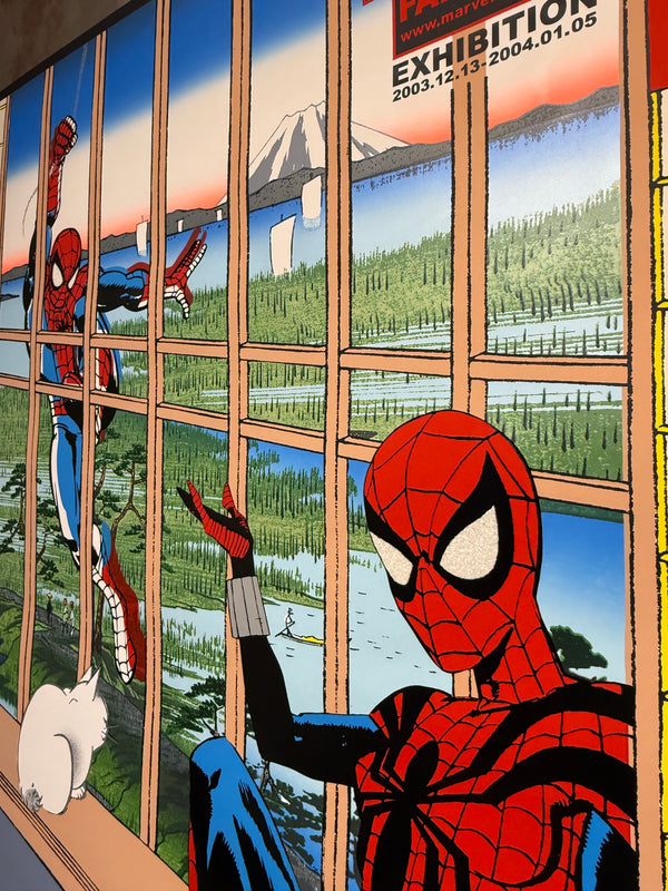 "TADANORI YOKOO × MARVEL – WE ARE MARVEL FAN CLUB EXHIBITION (Spider-Man / Spider-Girl)", Japanese Contemporary Art Poster, Original Silk Screen 2003, Ultra Rare, Museum-Framed, B1 Poster Size (c.102.9 × 72.8cm)