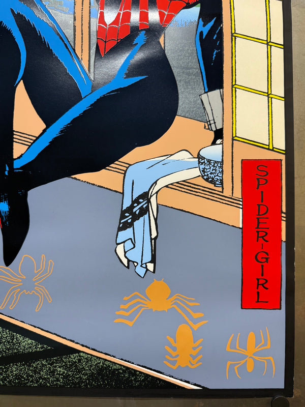 "TADANORI YOKOO × MARVEL – WE ARE MARVEL FAN CLUB EXHIBITION (Spider-Man / Spider-Girl)", Japanese Contemporary Art Poster, Original Silk Screen 2003, Ultra Rare, Museum-Framed, B1 Poster Size (c.102.9 × 72.8cm)