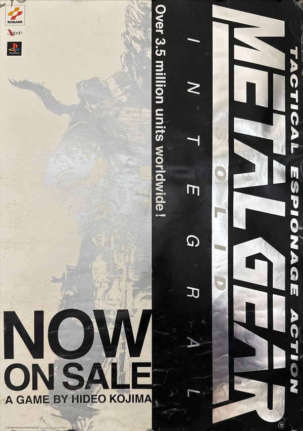 “Metal Gear Solid Integral”, Original Japanese Video Game Promotional Poster 1999, B3 Size (36 × 51 cm) — Ultra Rare Metallic Silver Variant P209