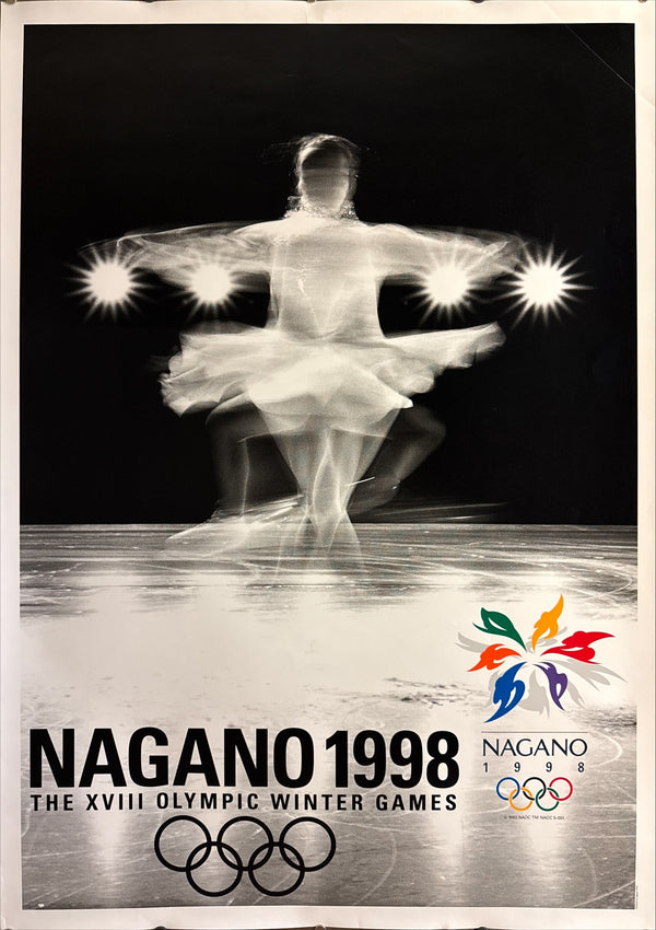 “Nagano 1998 – Figure Skating” (長野1998冬季オリンピック), Rare Original Japanese Olympic Promotional Poster 1993, B1 Size (c. 72 × 103 cm) HAK-A
