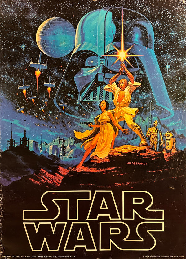 “Star Wars” (スター・ウォーズ), Rare Hildebrandt Brothers Promotional Poster 1977, B2 Size (51 × 73 cm) P27A
