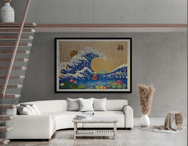 "Okumura Yukimasa – “Wave & Cosmos” (1989)", Japanese Contemporary Art Poster, Original Offset Lithograph 1989, B0 Size (109 x 153cm)