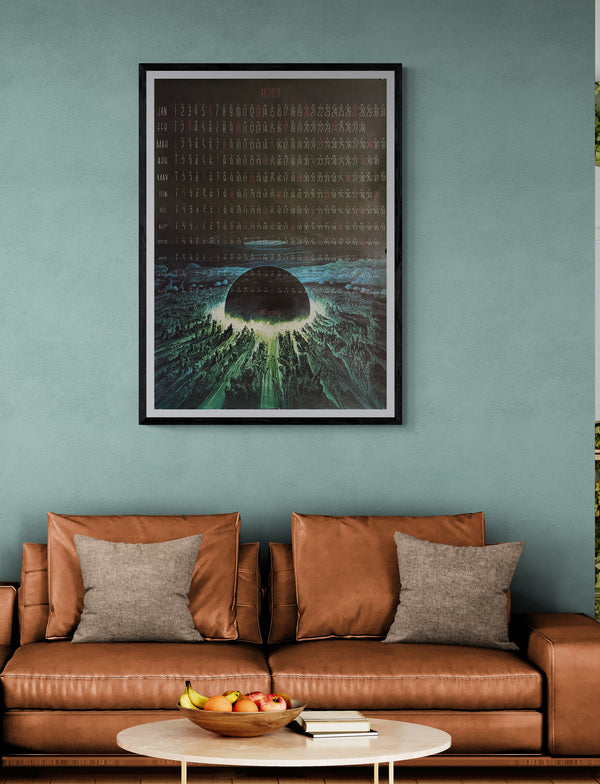 “AKIRA – A.D. 2019 ‘Who Can Survive?’ Neo‑Tokyo Explosion Calendar,” Original Japanese Double‑Sided B1 Poster, Printed in 1988, Size 73 × 103 cm – Excellent Condition AA17