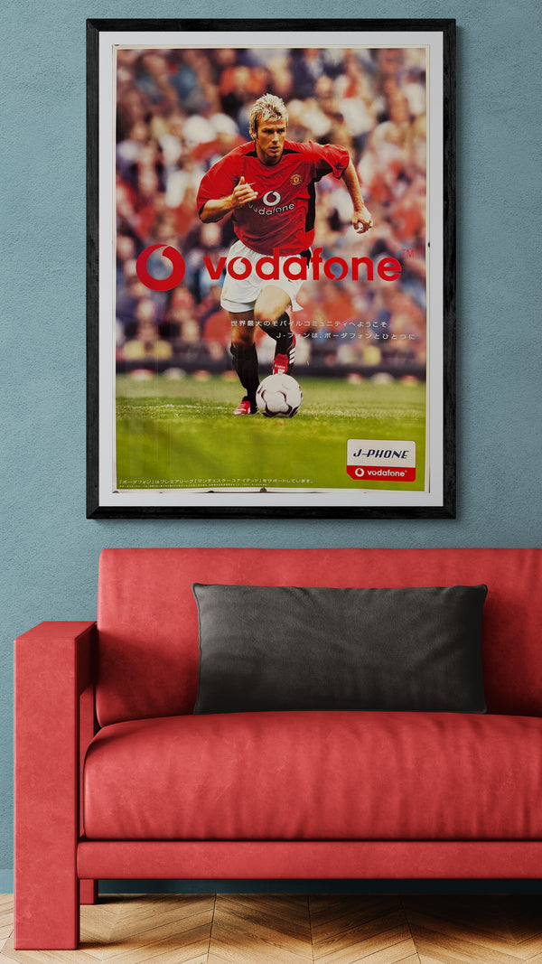Vodafone × J-PHONE “Welcome to the World’s Largest Mobile Community” David Beckham Manchester United Promotional Poster, Original Japanese B1 Poster 2002, B1 Size (72.8 × 103cm) IA16