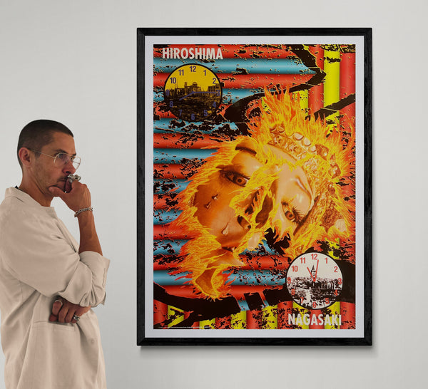 “TADANORI YOKOO – I’m Here: Hiroshima / Nagasaki”, JAGDA Peace and Environment Poster Exhibition, Original Japanese Offset 1985, Rare, B1 Size (c. 73 × 103 cm) AA42