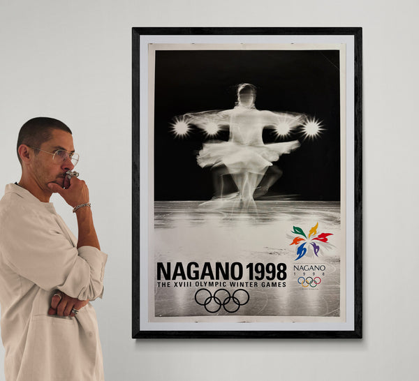 “Nagano 1998 – Figure Skating” (長野1998冬季オリンピック), Rare Original Japanese Olympic Promotional Poster 1993, B1 Size (c. 72 × 103 cm) HAK-A