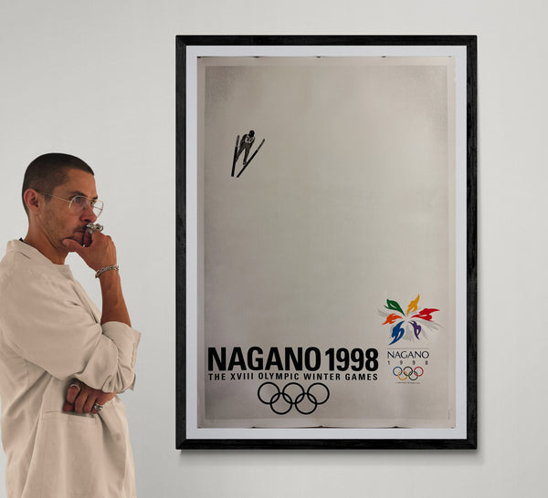 “Nagano 1998 – Dreams of Children / Ski Jumping” (子どもの夢), Rare Original Japanese Official Olympic Poster 1995, B1 Size (c. 72.8 × 103 cm) HAK-A