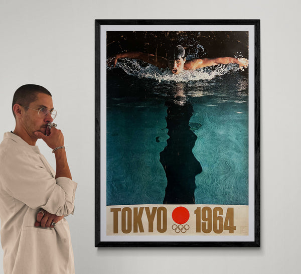 "Olympic Games 1964 Tokyo - A Butterfly-Swimmer" Original Release Japanese Promotional Poster 1961, B1 Size (71 x 103cm) FA33