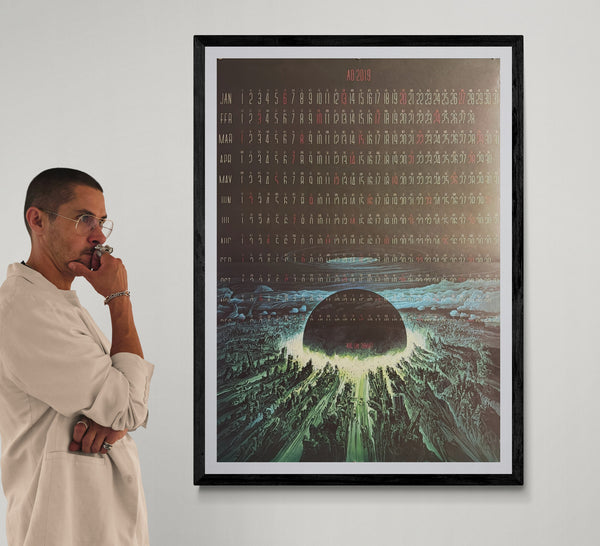 “AKIRA – A.D. 2019 ‘Who Can Survive?’ Neo‑Tokyo Explosion Calendar,” Original Japanese Double‑Sided B1 Poster, Printed in 1988, Size 73 × 103 cm – Excellent Condition AA17C