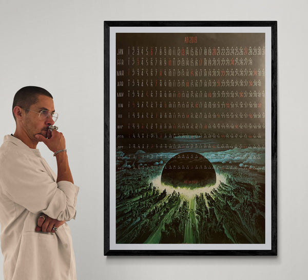 “AKIRA – A.D. 2019 ‘Who Can Survive?’ Neo‑Tokyo Explosion Calendar,” Original Japanese Double‑Sided B1 Poster, Printed in 1988, Size 73 × 103 cm – Excellent Condition AA17B
