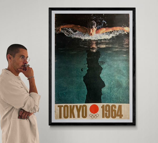 "Olympic Games 1964 Tokyo - A Butterfly-Swimmer" Original Release Japanese Promotional Poster 1961, B1 Size (71 x 103cm) JA37