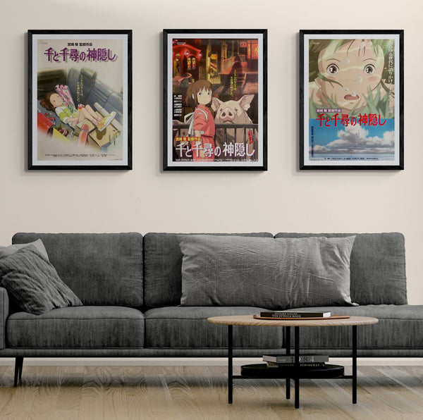 “Spirited Away” / 「千と千尋の神隠し」, Set of Three Original Japanese Movie Posters 2001 — Advance, Main Theatrical & Record-Breaking Alternate Styles — B2 Size (51 × 73 cm Each)