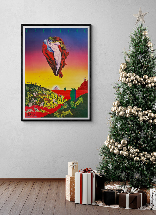“TADANORI YOKOO – Greeting”, Japanese Contemporary Art / Psychedelic Poster, Original Offset Lithograph 1972, Hand Signed, Ultra Rare, B1 Size (c.73 × 103 cm)