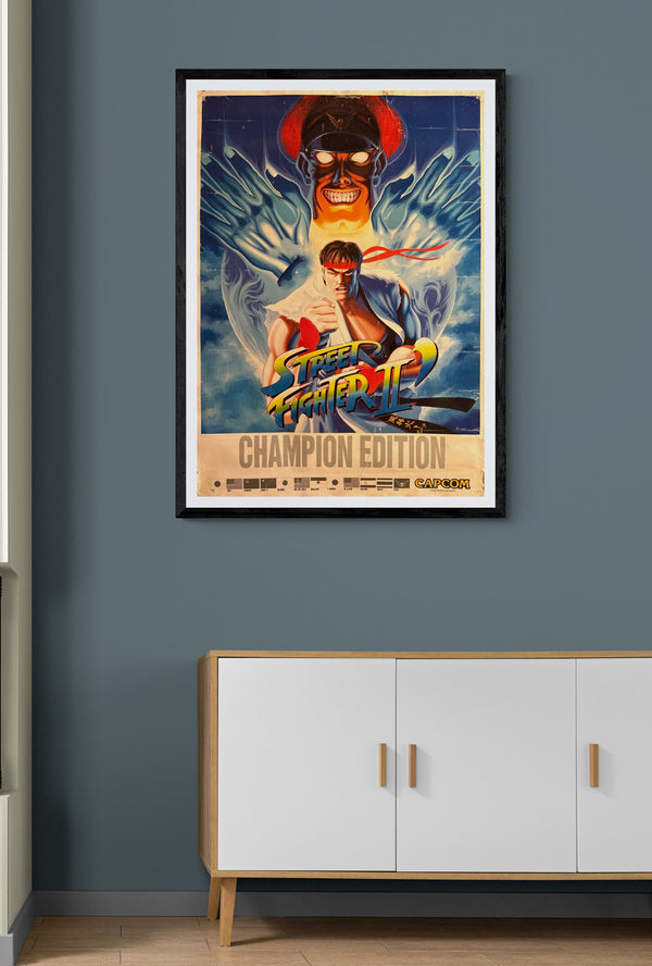 "Street Fighter II: Champion Edition", Original Release Japanese CAPCOM Promotional Poster 1992, Extremely Rare, B1 Size (c.71 × 103 cm) HA5