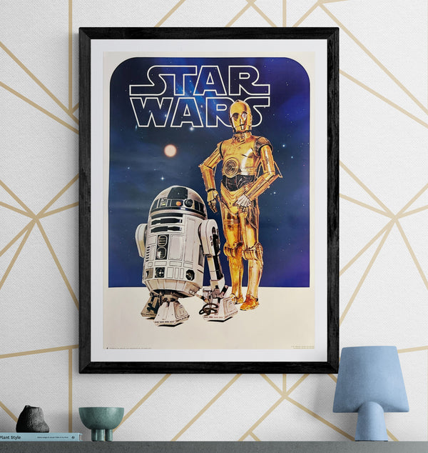 “Star Wars (R2-D2 & C-3PO)”, Original Japanese Promotional Poster 1977, B2 Size (51 × 73 cm) O55
