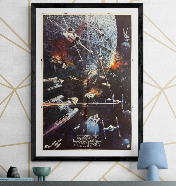 "STAR WARS (1977) — John Berkey “Death Star Battle”", Original 20th Century Records Soundtrack Poster 1977, Size (c.55 x 82.5cm) O250