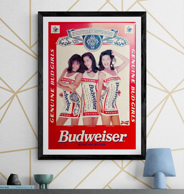 "Budweiser – Genuine Bud Girls (Japan)", Original Japanese Promotional Poster 1994, B2 Size (51 × 73 cm) O301