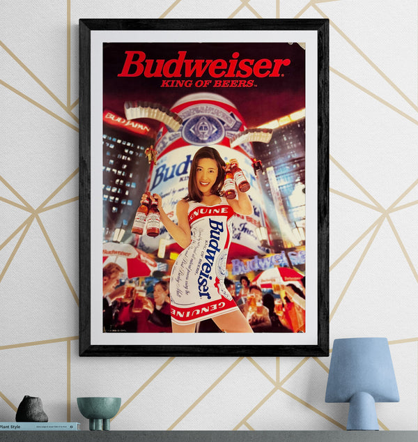 "Budweiser – ‘Bud Girl’ Japan Campaign (King of Beers)", Original Japanese Promotional Poster 1996, B2 Size (51 × 73 cm) ZA239