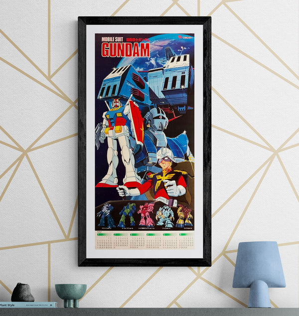 “Mobile Suit Gundam” (機動戦士ガンダム) Fujicolor Double‑Sided Calendar Poster, Original Japanese Calendar Poster 1982, Calendar Poster Size (34 × 73 cm) O526