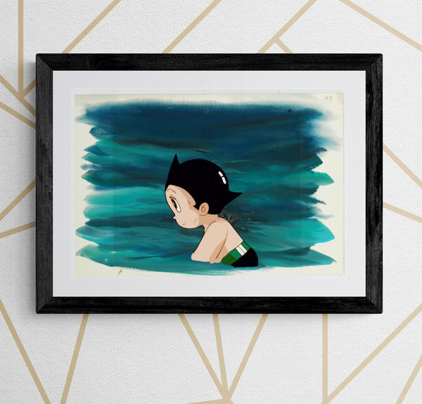 “Tetsuwan Atom / Astro Boy” (鉄腕アトム), Original Hand-Painted Key Master Production Cel-ga (“セル画”) with Original Hand-Painted Gouache Background, Tezuka Productions, from the 1980 Colour Television Series, circa 1980–81