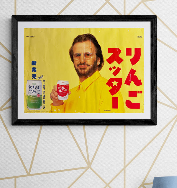 “TAKARA ‘SURIOROSHI RINGO’ × RINGO STARR”, Original Release Japanese Promotional Nakazuri (Train/Subway) Poster 1996, B3 Size (36 × 51 cm) Q153