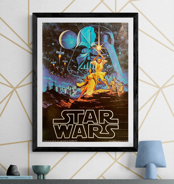 “Star Wars” (スター・ウォーズ), Rare Hildebrandt Brothers Promotional Poster 1977, B2 Size (51 × 73 cm) N157A