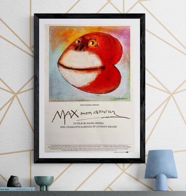 “Max, Mon Amour” (マックス、モン・アムール), Original Japanese Movie Poster 1987, Nagisa Oshima / Roland Topor Artwork, B2 Size (51 × 73 cm) I156