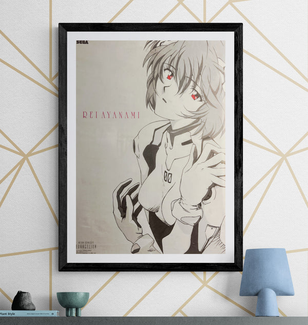 “NEON GENESIS EVANGELION / REI AYANAMI” Original Japanese SEGA Prize Poster, 1996–1997, B2 Size, Rare Translucent / Tracing Paper Secret Variant (51 × 73 cm) B276
