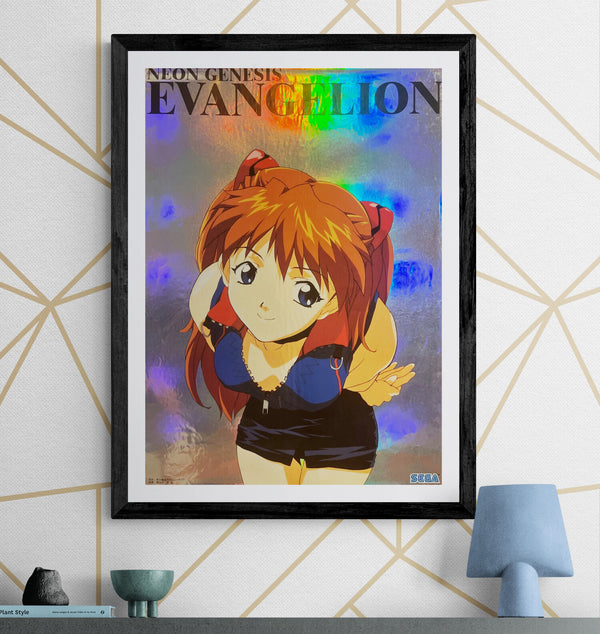 “NEON GENESIS EVANGELION / ASUKA LANGLEY SORYU”, Original Japanese SEGA Prize Poster, 1996–1997, Rare Metallic / Holographic Foil Variant, B2 Size (51 × 73 cm) B277