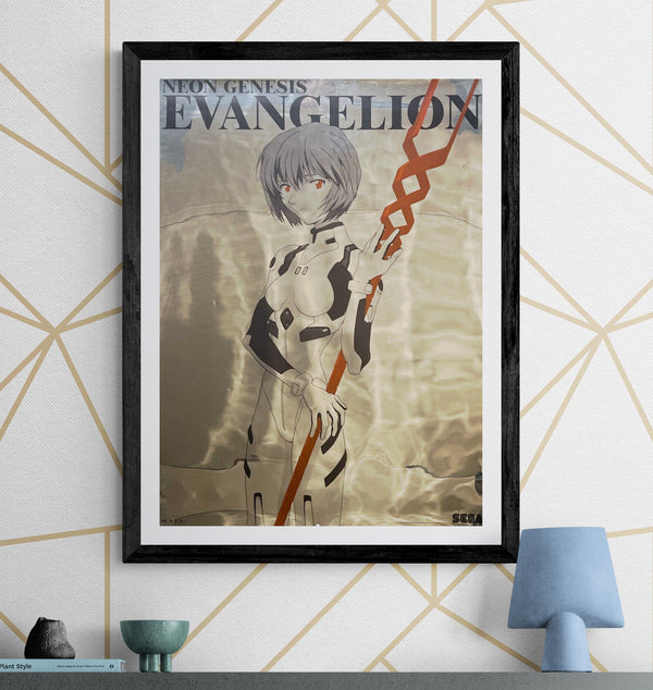 “NEON GENESIS EVANGELION / REI AYANAMI”, Original Japanese SEGA Prize Poster, 1996–1997, Rare Double-Sided Metallic Foil Variant, B2 Size (51 × 73 cm) B278