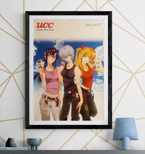 “Evangelion: 3.0 × UCC Coffee – Rei, Asuka & Mari” (ヱヴァンゲリヲン新劇場版：Q × UCC), Original Japanese Promotional Poster 2012, B2 Size (51 × 73 cm) ZA864