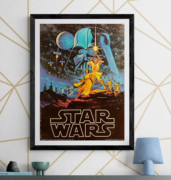 “Star Wars” (スター・ウォーズ), Rare Hildebrandt Brothers Promotional Poster 1977, B2 Size (51 × 73 cm) P27A