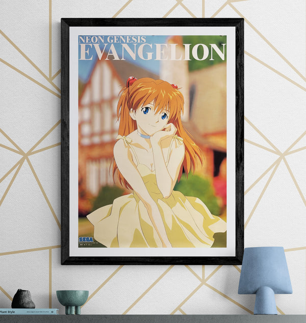 “Neon Genesis Evangelion” (新世紀エヴァンゲリオン), Original Japanese SEGA Character Poster c. 1996–1997 — Asuka Langley Soryu, Yellow Dress Design — Illustrated by Shunji Suzuki, B2 Size (51 × 73 cm) C21A