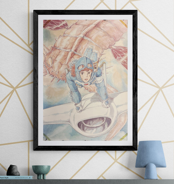 “Nausicaä of the Valley of the Wind” (風の谷のナウシカ), Original Japanese Illustrated Poster c. 1984, Very Rare, B2 Size (51 × 73 cm)