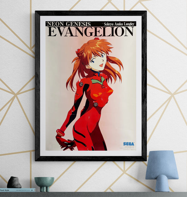 “Neon Genesis Evangelion” (新世紀エヴァンゲリオン), Original Japanese SEGA Poster c. 1996–97, Asuka Langley Soryu, Artwork by Takeshi Honda, B2 Size (51.5 × 72.8 cm) — T219