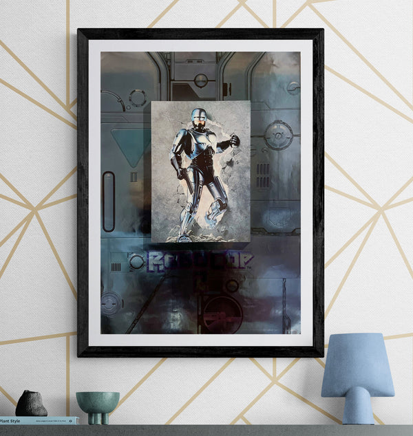 “RoboCop” (ロボコップ), Original Japanese Promotional Poster c. 1988, Very Rare Metallic Design, B2 Size (51.5 × 72.8 cm) — T244