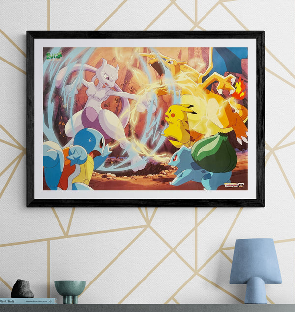 “Pocket Monsters / Pokémon” (ポケットモンスター), Original Japanese Banpresto “No.4” Poster 1999, Mewtwo Battle Design, B2 Size (73 × 51 cm) — T273