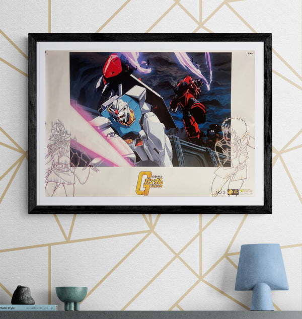“Mobile Suit Gundam – Gundam vs Char’s Z’Gok” (機動戦士ガンダム), Original Japanese Banpresto 20th Anniversary Promotional / Prize Poster 1999, “Banpre Character Poster” No.3, B2 Landscape Size (c. 72.8 × 51.5 cm) B204B