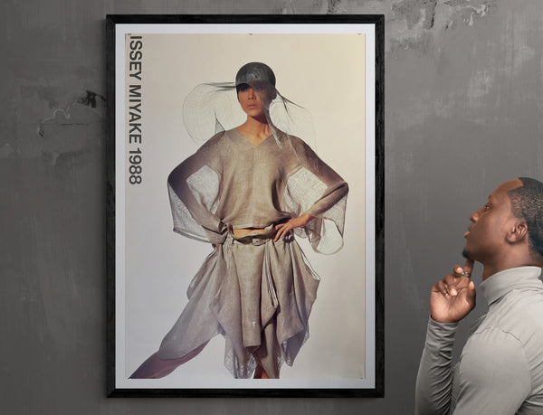 "Irving Penn × Issey Miyake (1988) - Tan Outfit with Silver Hat Poster", Japanese Contemporary Art Poster, Original Offset 1988, Ultra Rare, Size (c.102 x 72 cm)